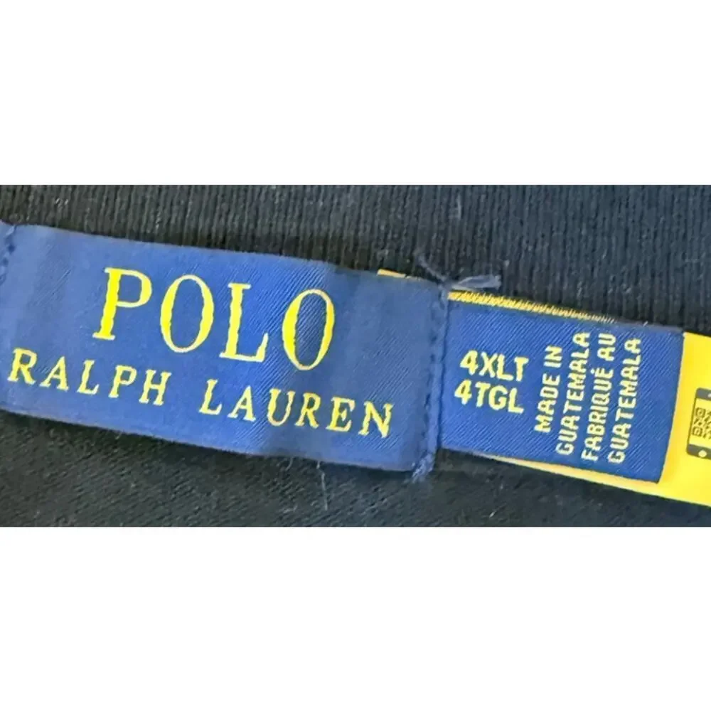 POLO RALPH LAUREN Black Polo Shirt Top Men 4XL XXXXL Preppy Casual
